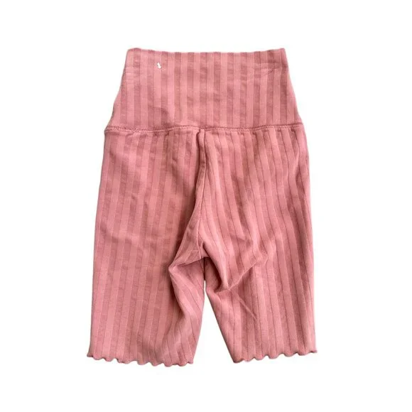 ✨ Aerie Offline Ribbed Bike Shorts SZ XS High Waisted Peachy Pink Y2K Vibe - Picture 5 of 5